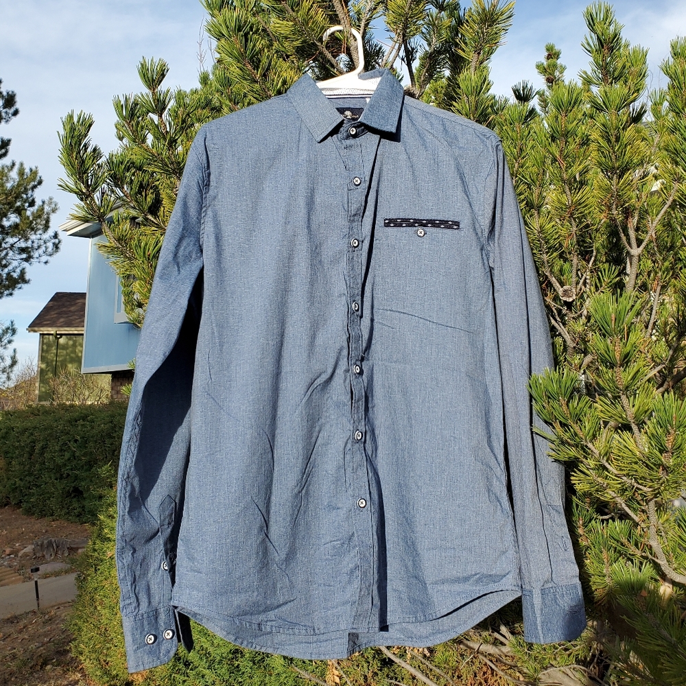 Small Blue Craft Flow Button Up Long Sleeve Shirt